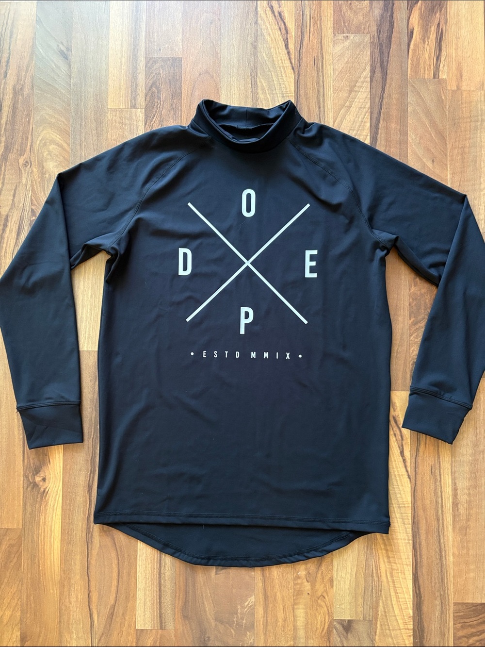 DOPE Men’s Black Long Sleeve Graphic Tee with White Logo Size S
